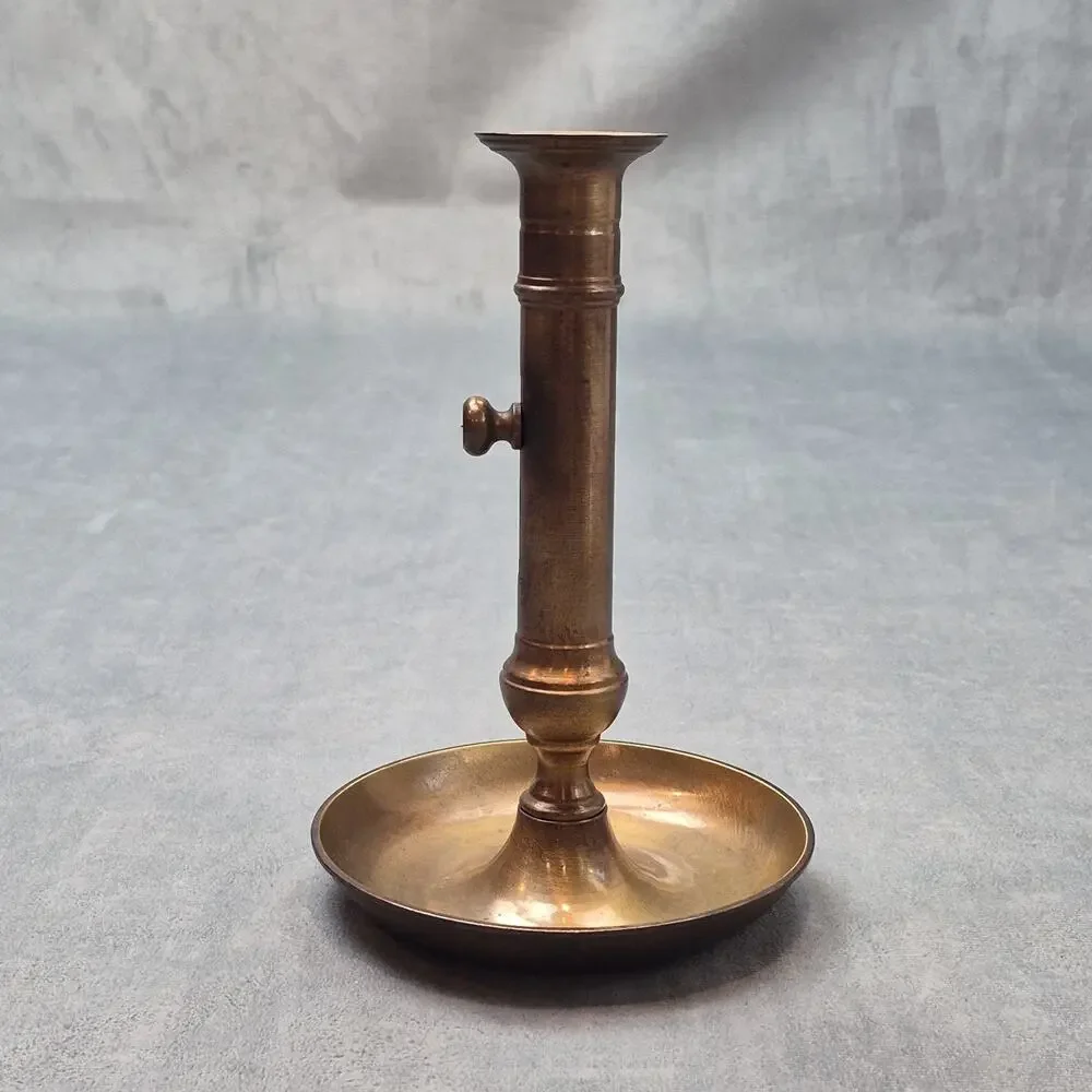 Vintage Brass Push-Up Candlestick Adjustable Antique Chamber Stick